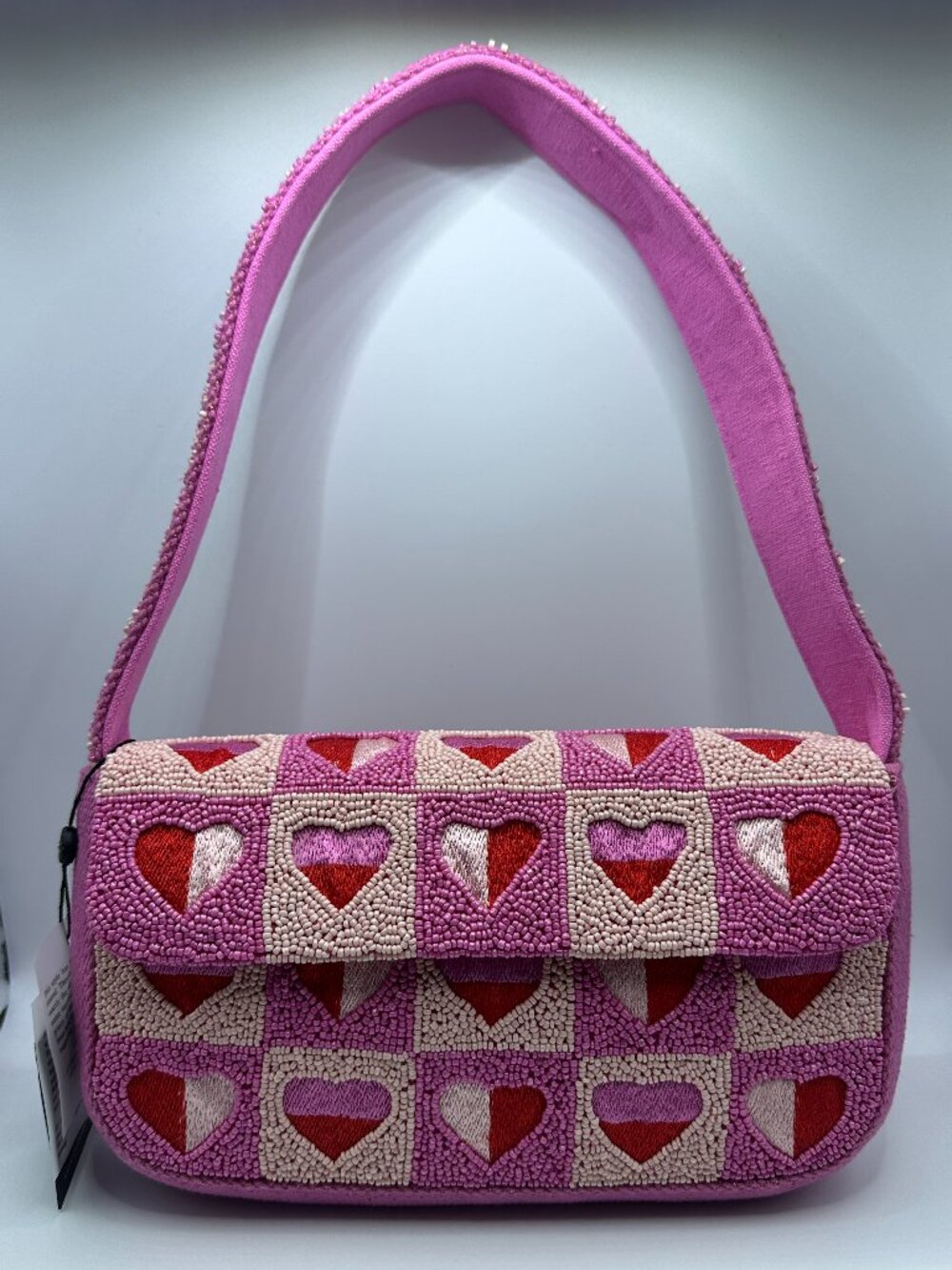 America & Beyond Beaded Hearts Valentines Shoulder Bag Tik Tok Viral NWT
